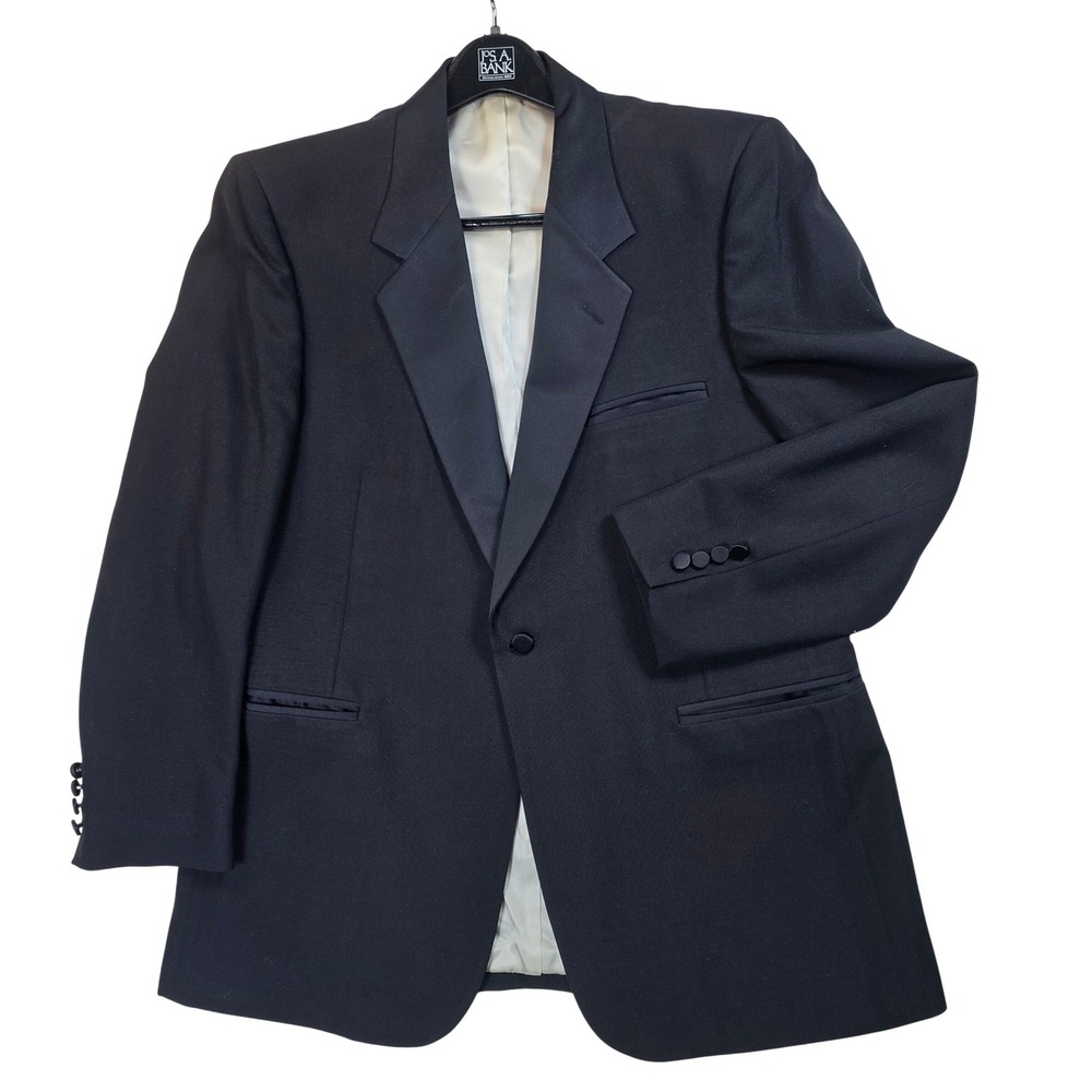 Pierre Cardin Men's Black Satin Lapel Suit Jacket